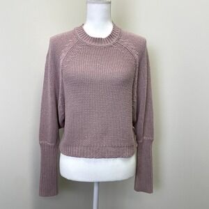 Evereve XS Mauve Pink Shaker Stitch Dolman Raglan Pullover Sweater Casual